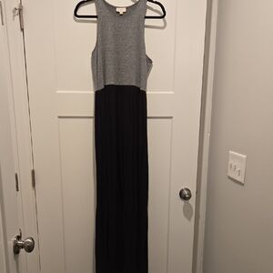 Loft Gray and Black Sleeveless Maxi Dress